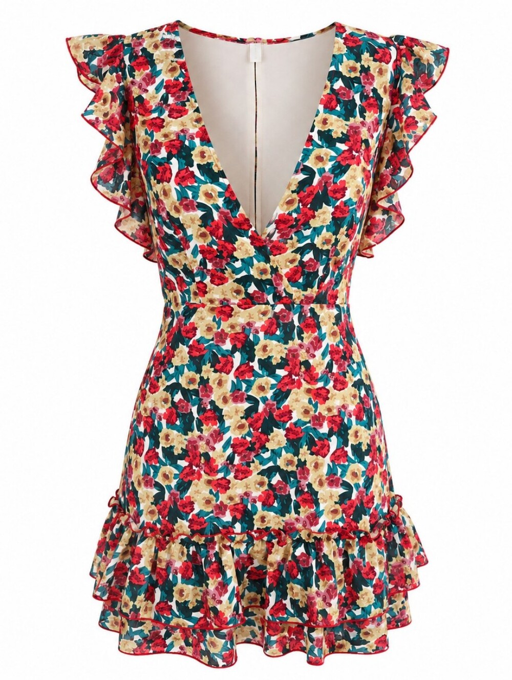 SHEIN Floral Open Back Ruffle Mini Dress Women’s Size S